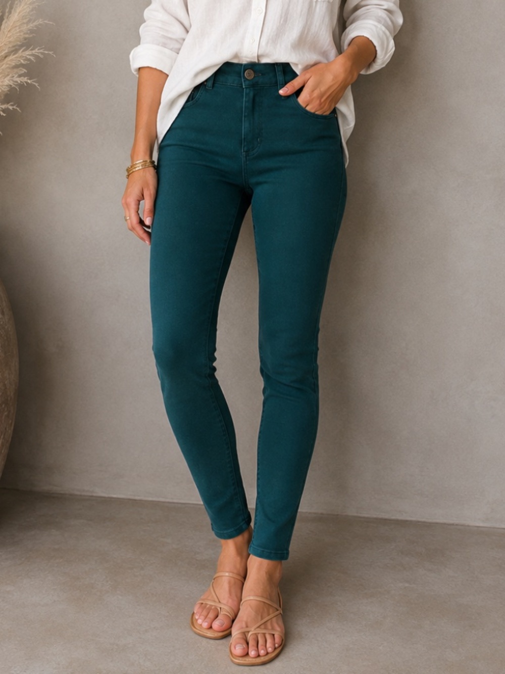 DICTIONARY Jodi Skinny Ponte Knit Stretch Pants Emerald Green Size 8 EUC